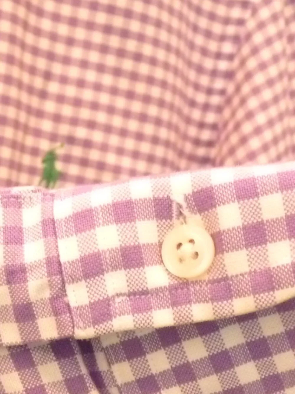 Polo RL Custom Fit Gingham Dress Shirt, Purple/White, Mens Medium